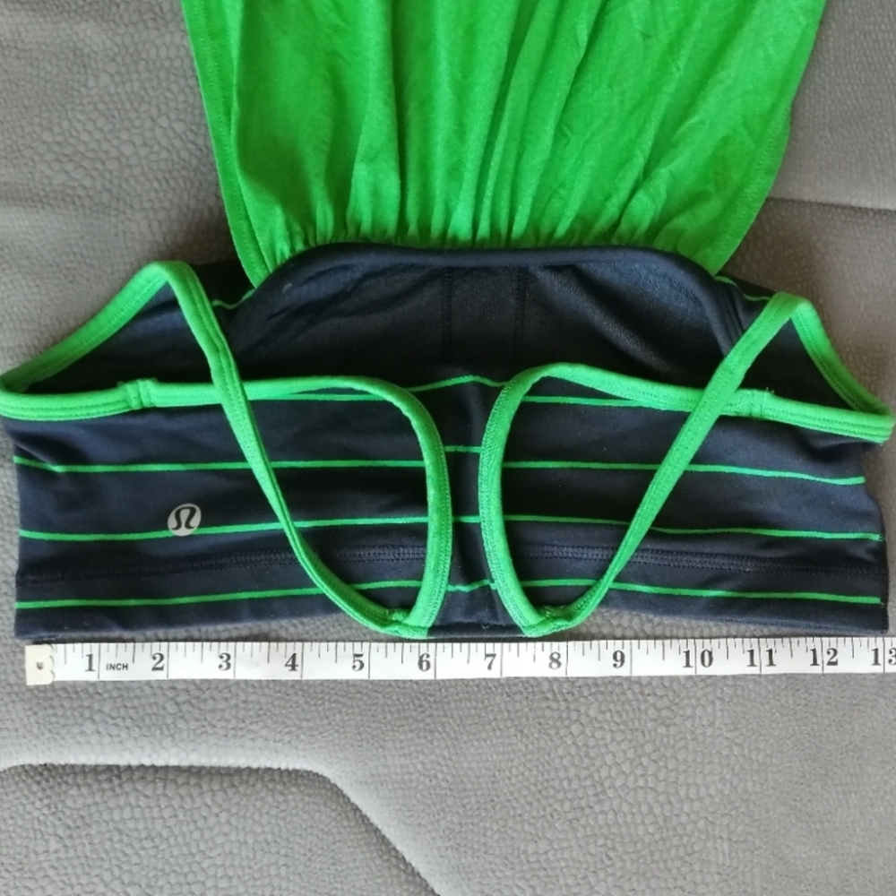 Lululemon No Limits Green Blue Slalom Stripe Inkwell Shelf Bra Tank Top - Picture 9 of 13